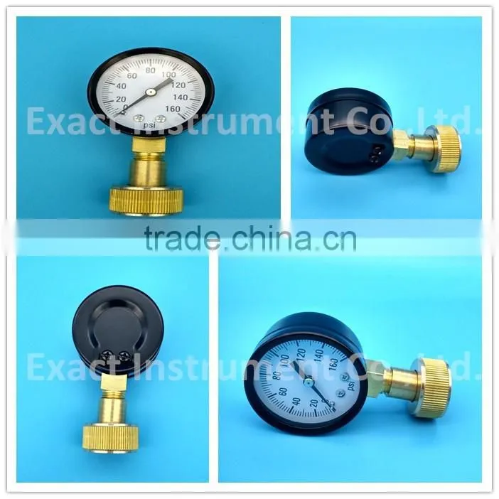 Black Steel Case Water Test Pressure Gauge With 3/4"NH Mount
