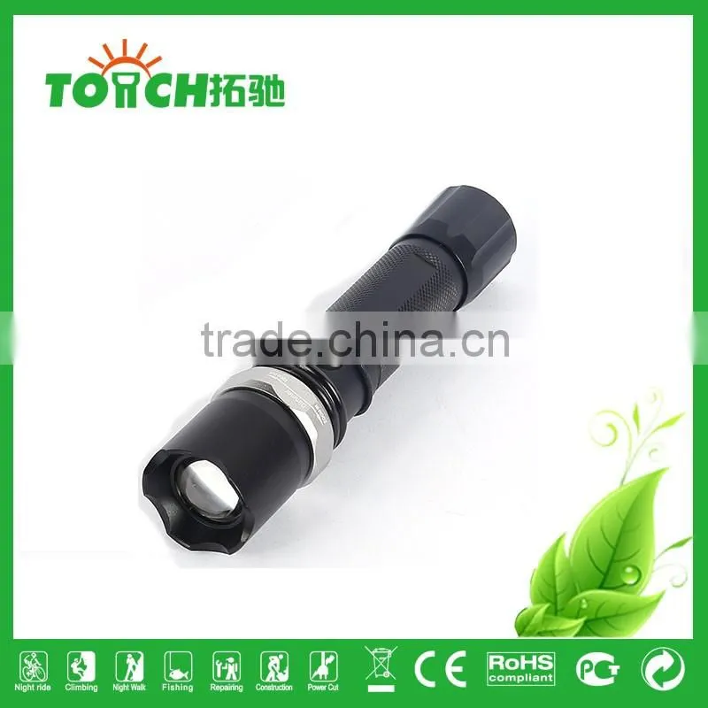 bike flashlight self defense zoomable super bright for 1*18650 cre e XPE 3W emergency flashlight for night riding