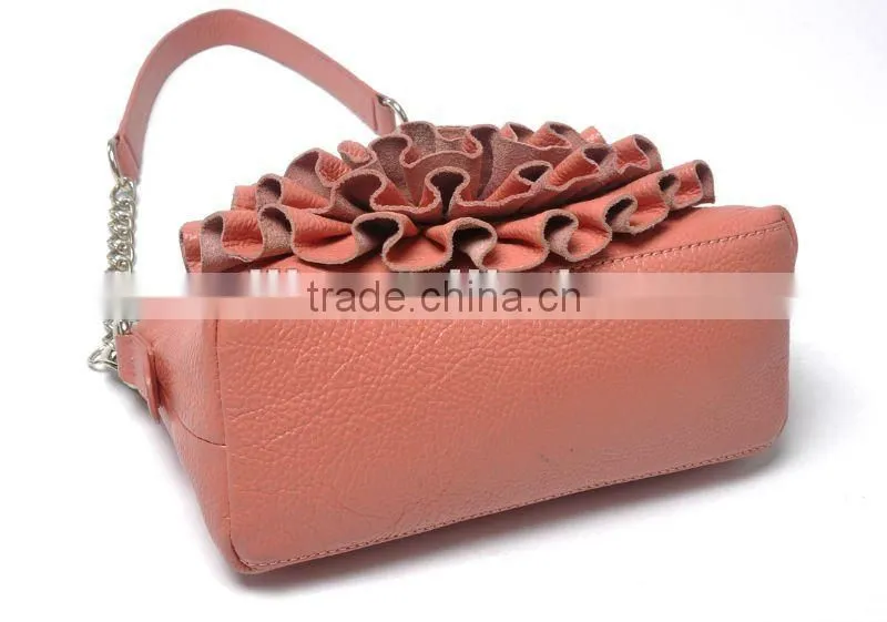 Flower ruffled crossbody fashion design handbags 2012