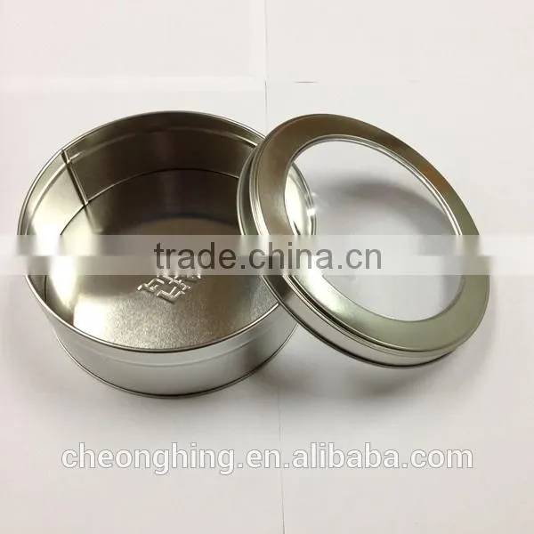 Wholesale round tin can with clear window