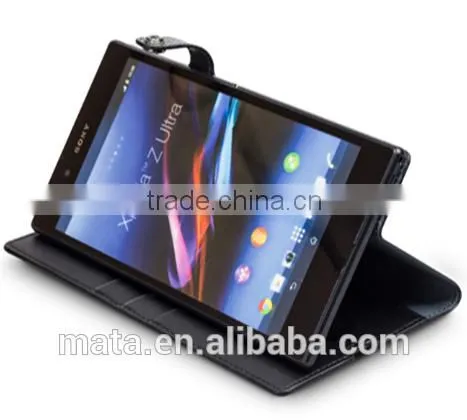 Business Style Insert Card Slot Genuine Leather Case For Sony L36H