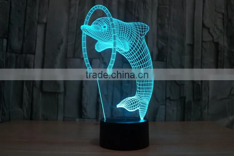 3D illusion Led night light 7colors dolphin lamp table novelty products christmas lights with touch button children night light