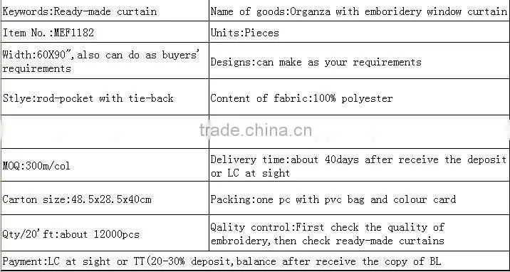 Curtain embrodiery design