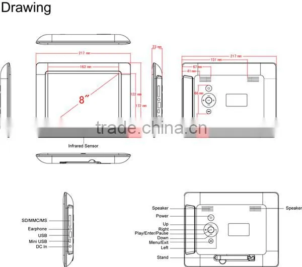 8" digital photo album high resolution digital photo frame