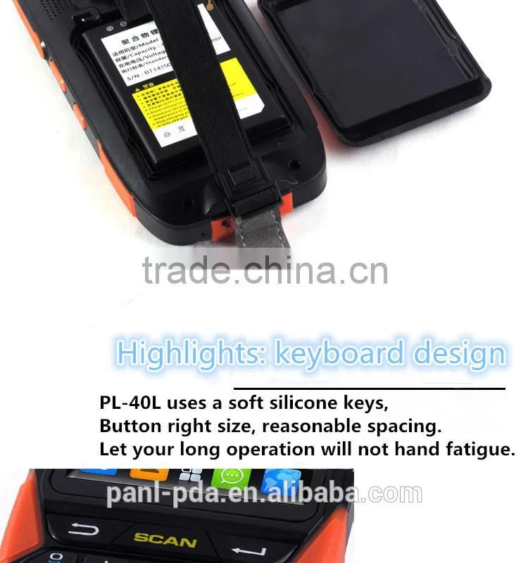 CARIBE PL-40L Ac019 android 1d 2d barcode scanner with keyboard support sim card, nfc, bluetooth,wifi, gps