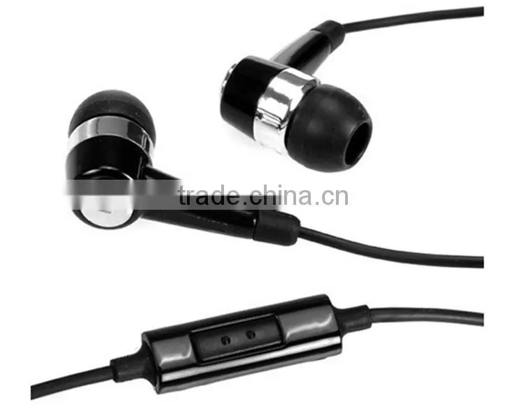 High quality noise cancelling mobile black earphone with mic for samsung