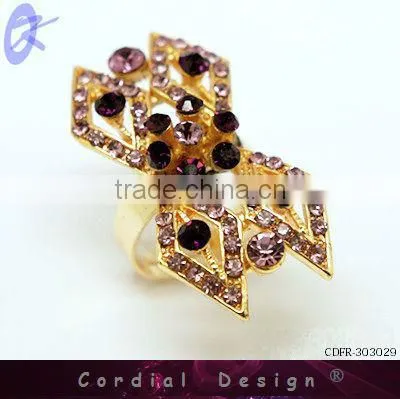 hot sale wholesale four diamond shape rhinestone ring
