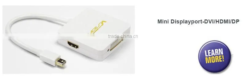 23cm white color mini displayport to HDMI adapter cable