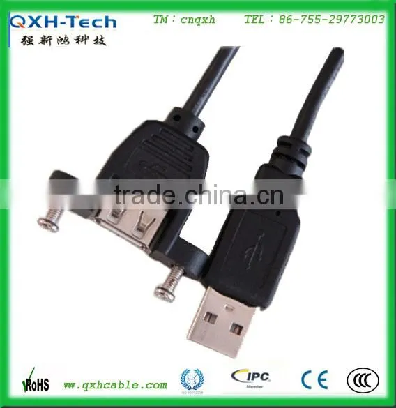 custom USB cable with screws USB panel mount cable