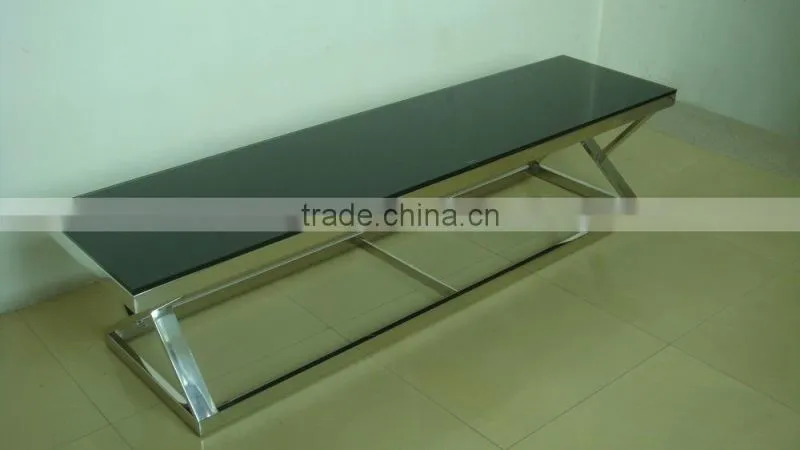 cross stainless steel legs rectangle TV stand(TV2047)