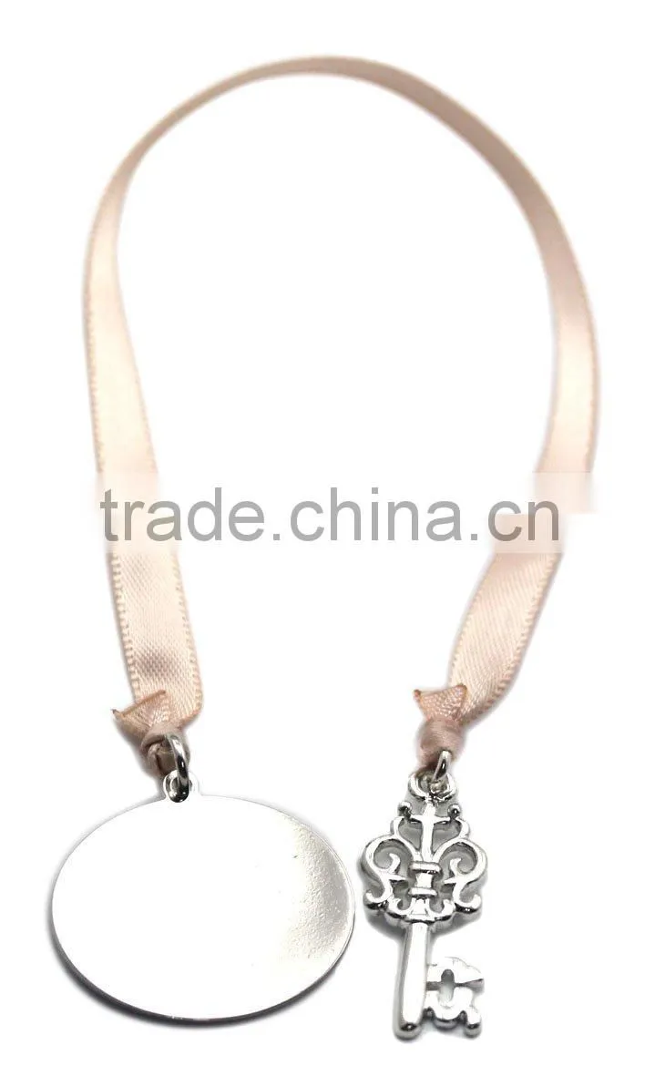 custom metal flower shaped Bookmarks with Ribbon, Made of Alloy and Crystal