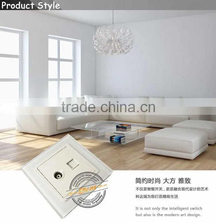 Hot Sell Cheaper Tempered Glass telephone and TV outlet wall socket 86mm