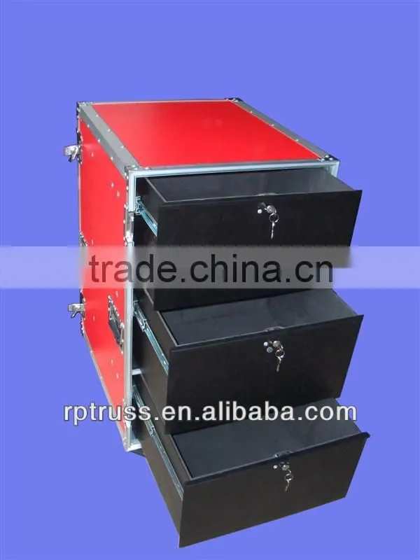 5 drawers Flight Cases with a side working table