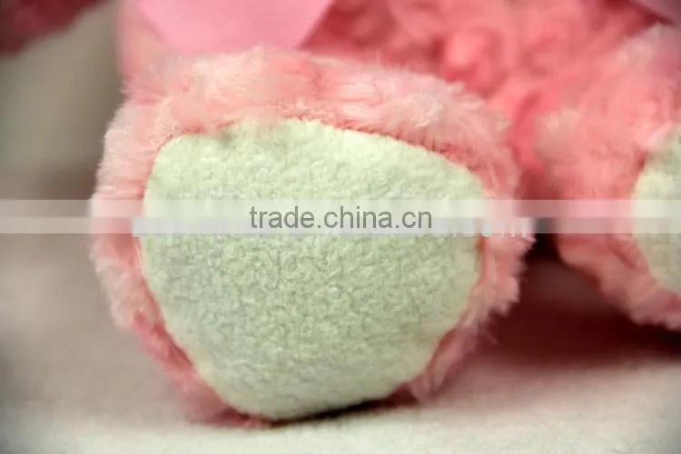 Luckiplus Hot Sale First Class Pink Bear With Pink Bowknot Safe Technology Toy For Kids