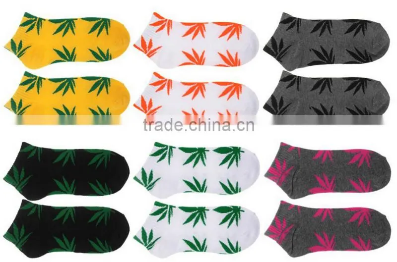 Fashion Colorful Leaves Custom Tube Ankle Socks