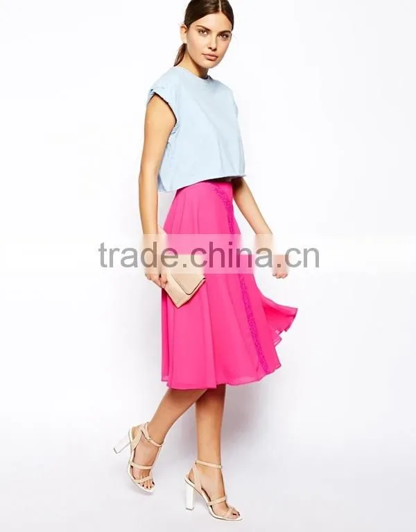 China wholesale woman skirt/gypsy skirts with lace inserts