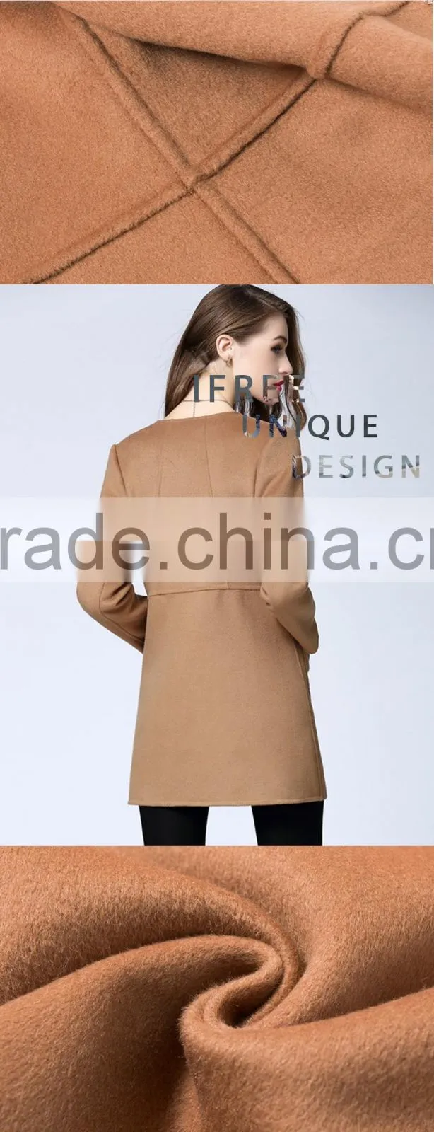 camel color factory supply hign woolen lady coat