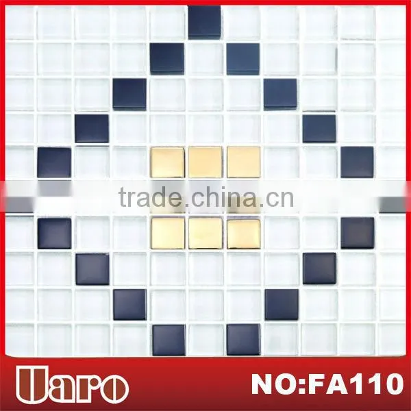 Special design crystal glass mix metal interior or exterior wall decor mosaic tile