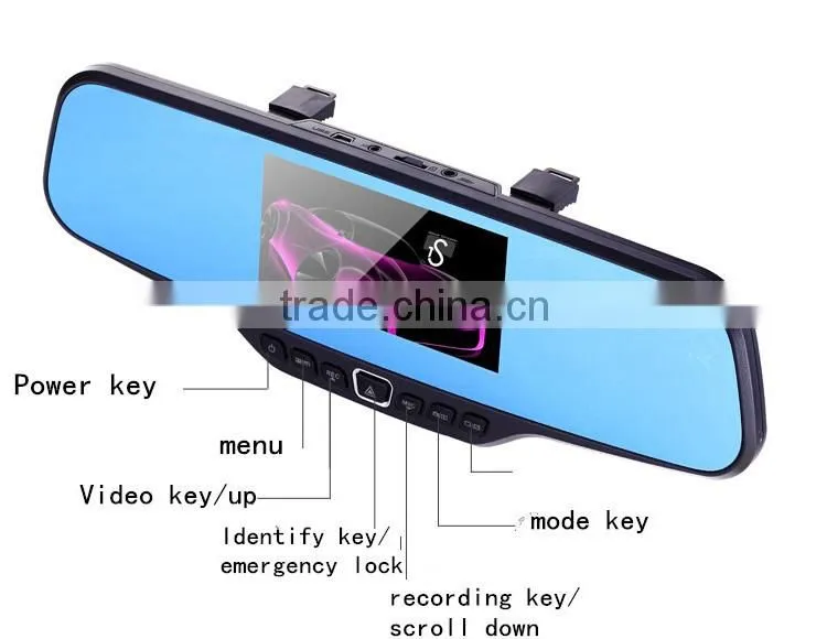 3 in 1 4.3 inch LCD Screen Car Rear View Backup Mirror Monitor + car dvr recorder + wifi Wireless Reverse IR parking Camera Kit