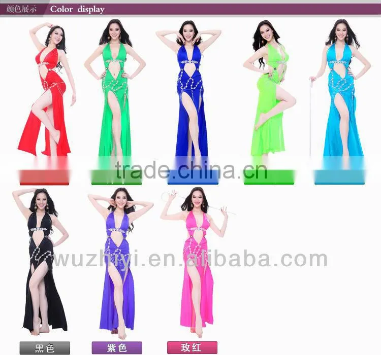 Belly Dance Costumes,Blue Silk Sexy Nice Belly Dance Wear,Belly Dance Performance Dress for Dancer (QC2115)