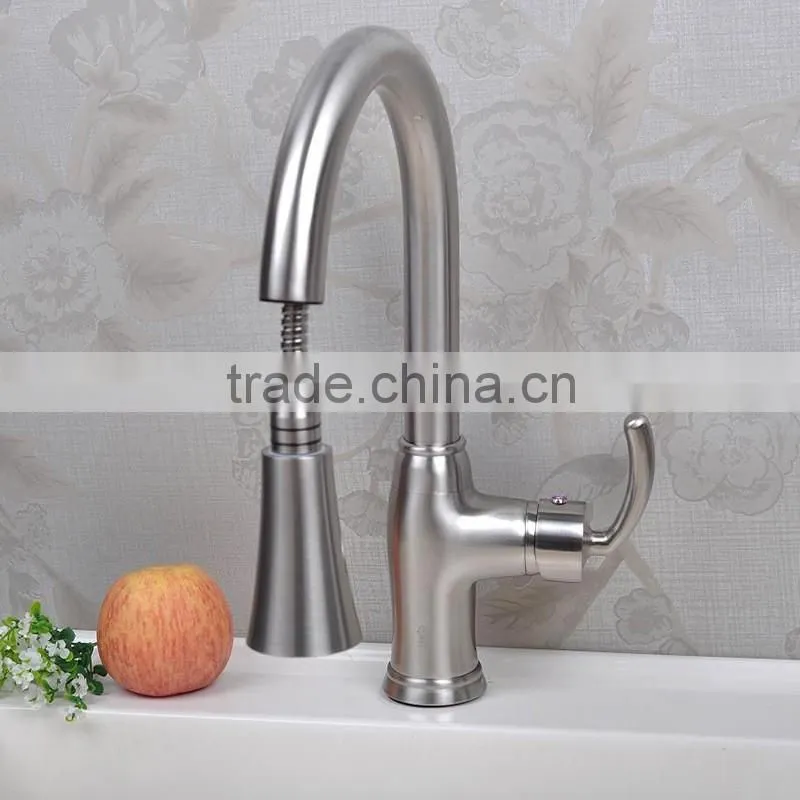 Brushed Nickel Commercial American Style Pull Down Kitchen Faucet 14107-BN