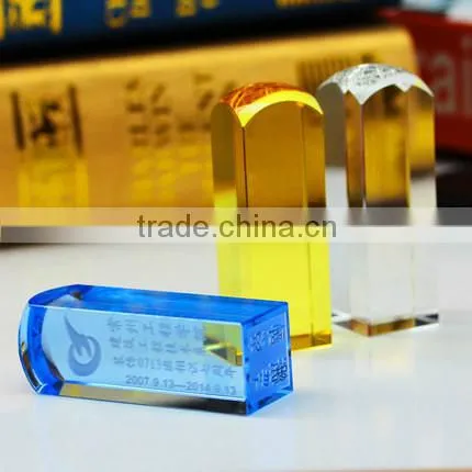 customized crystal glass seal stamp for gift or decoration