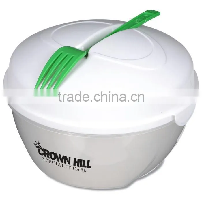 BFA free Plastic Salad Bowl Set with lid on the go