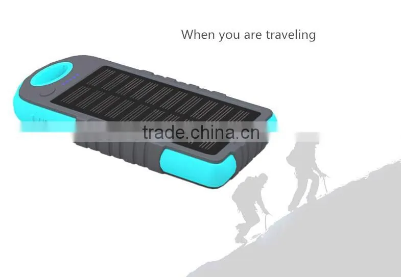 Manufacturer china,8000mAh solar power bank charger solar cell phone charger with led light