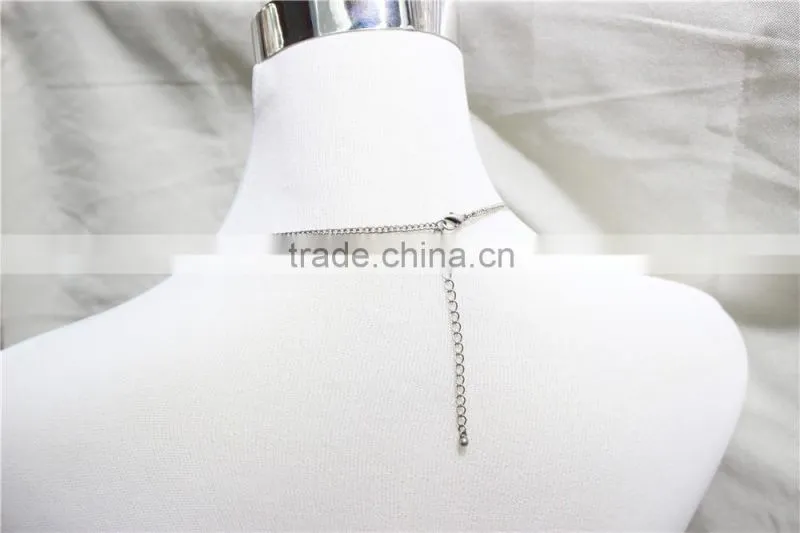 Anti-silver Folk w/ Blue Stone Statement Necklace Simple Chain Necklace 2016 Fashion Style Wholesale