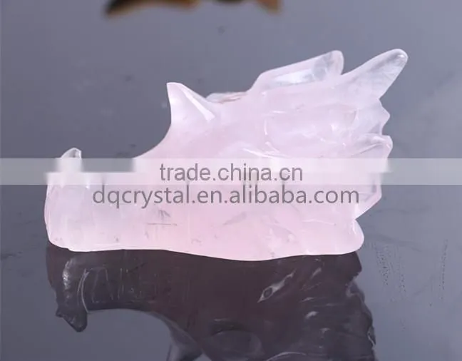 dragon head natural rose quartz crystal for hot sale