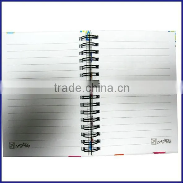 A6 hot stamping hardcover double wire wide ruled spiral notebook