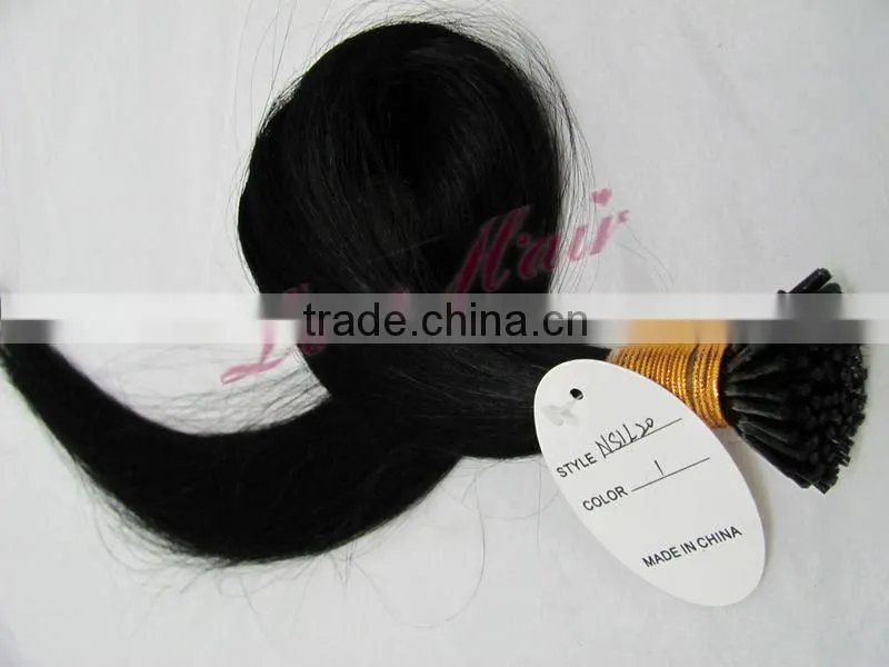 top quality I tip 100% unprocessed virgin Indian human hair extensions