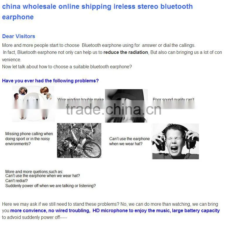 china wholesale online shipping ireless stereo bluetooth earphone