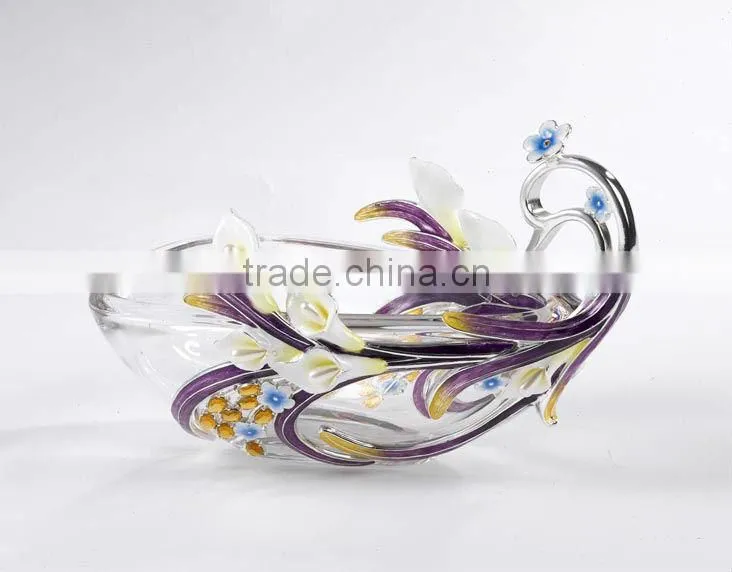 RORO Completeness enamel crystal glass fruit holder