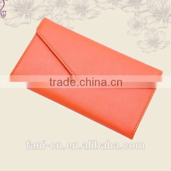 Wholesale multifunction cheap PU leather clutch purse with pen holder design for woman