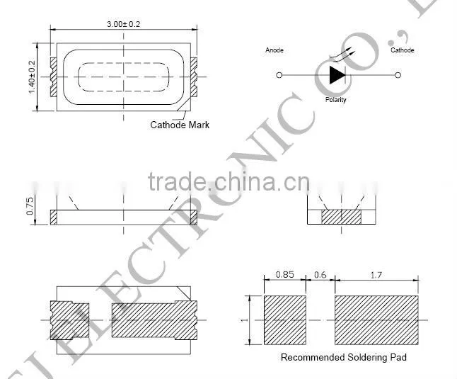 High lumen 30mA 0.1W 3014 specifications smd led