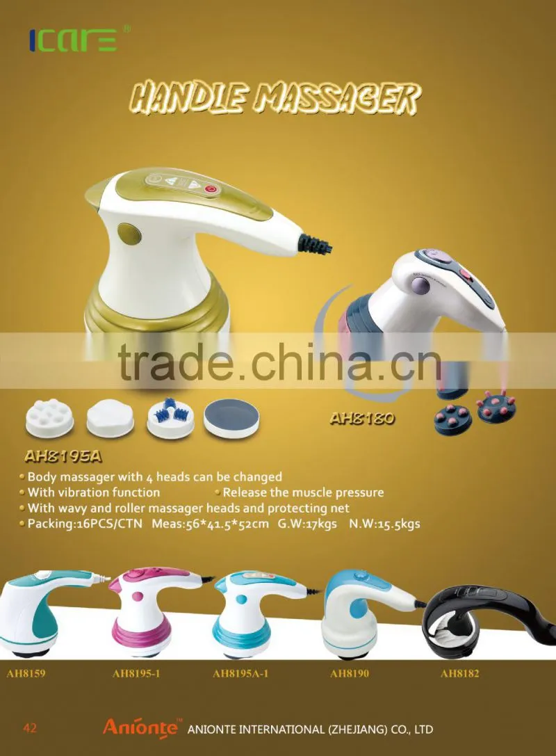 Handheld massager with 4 heads can be changed