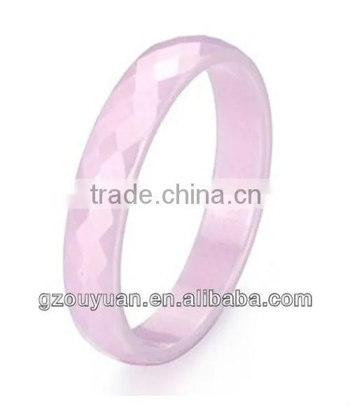 Western style Simple design shining pink ceramic ring, Faceted pink ceramic rings
