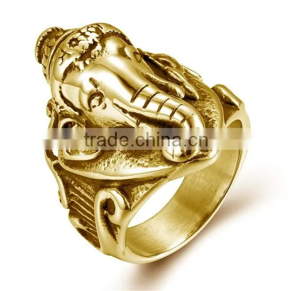 18K gold indian mens elephant ring