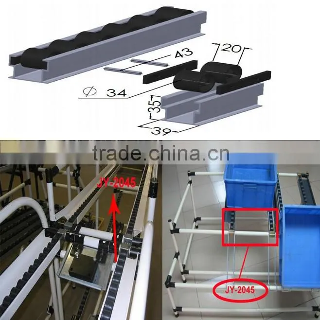 JY-2045|U-shape groove track roller bearings|Aluminum alloy roller track|Srorage system transfer conveyor roller
