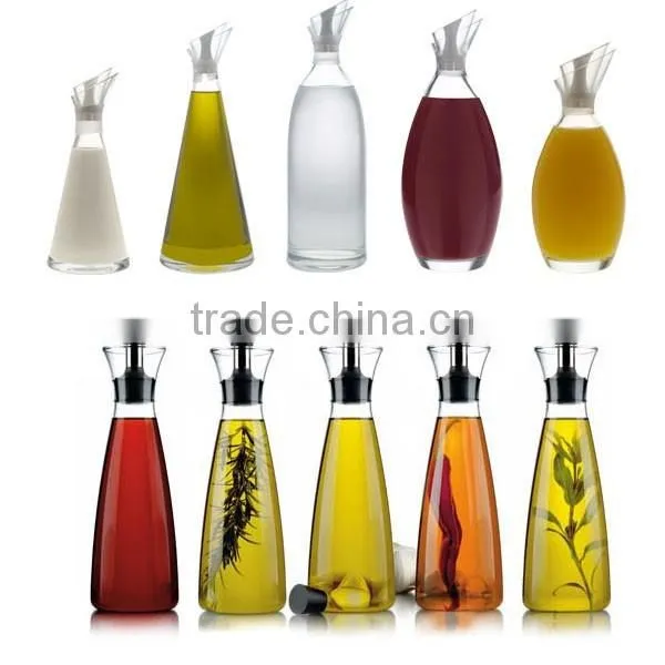 2016 new design oil glass bottle with metal lid and customized logo printing