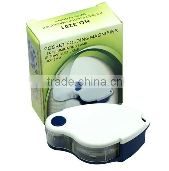 2013 New Compact 10X Lighted Jewelers Loupe / Magnifier with LED & Fluorescence Lights