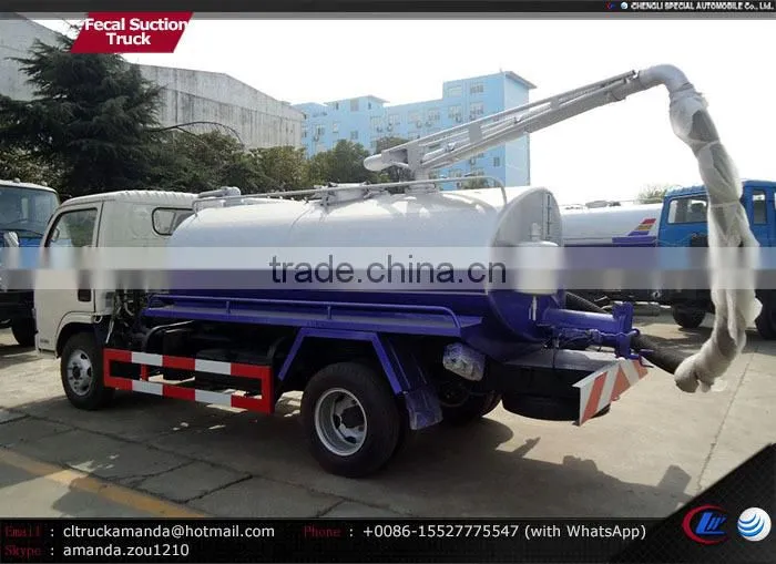 Dongfeng 4*2 95hp small 4000-5000 liter vacuum tank truck vacuum truck sale vacuum tankers for sale