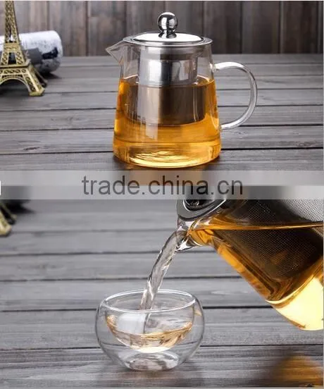 450ml/700ml borosilicate glass teapot heat resistant glass teapot with stainless steel filter
