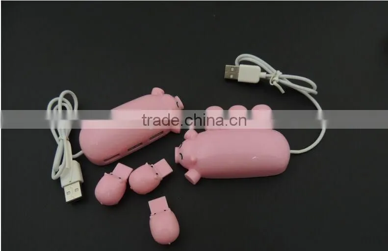 2015 Best Selling pig shape USB hub Creative 3 USB Connect computer USB hub