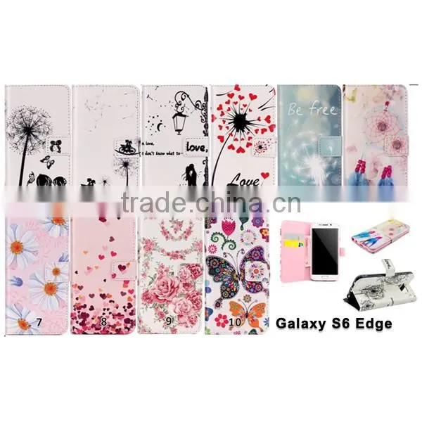 Fashion Painted Leather Case Flip Cover For Samsung S6 Edge Wallet Cases