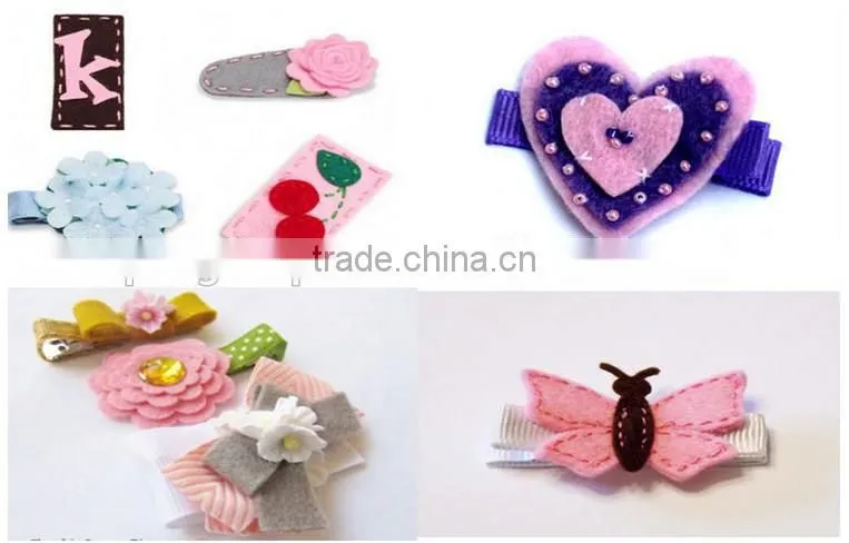 New premium 3D assorted Princess Cinderella inspired new design polyester barrette felt hair clip with sequin rhinestone