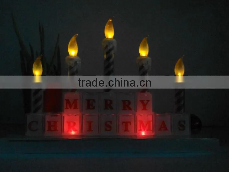 christmas candle holder christmas decoration LED lighted candle color changing
