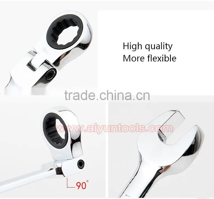 FLEXIBLE HEAD ratchet wrench set Combination spanner Kit Open Ended and Ratchet Ring Great Double Ended Combi Spanners