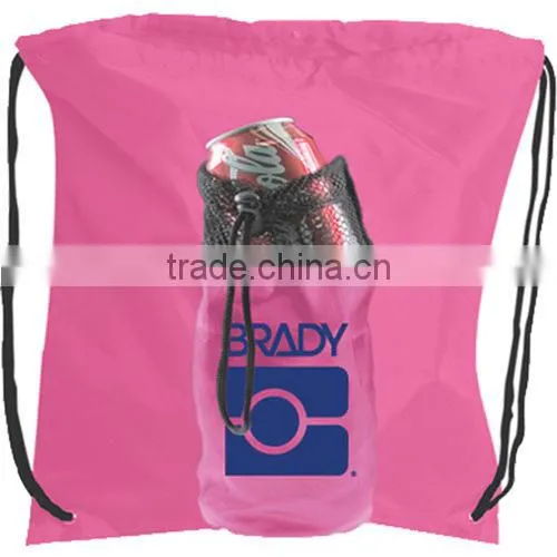 Water Bottle Polyester Drawstring Backpack